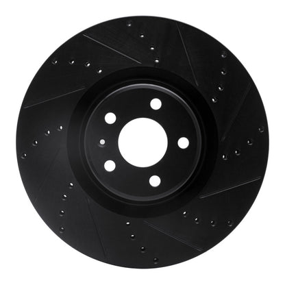 R1 Concepts R1 12-18 Audi A8 Front Right Drilled & Slotted Black Brake Rotor