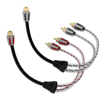 DS18 Level 3 RCA Wire Y Connector 1 Female to 2 Male Black + Red Kit