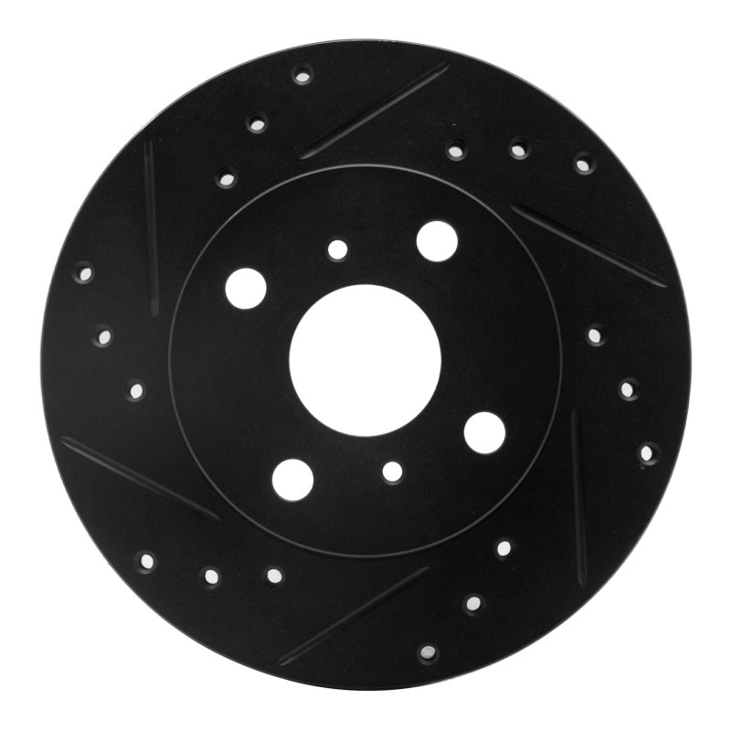 R1 Concepts R1 90-91 Toyota Celica Front Left Drilled & Slotted Black Brake Rotor