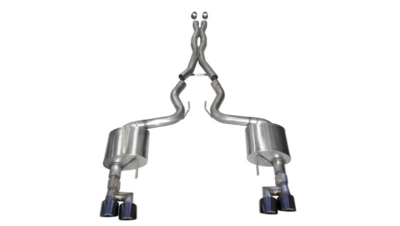 CORSA Performance Corsa 18-23 Ford Mustang 5.0L V8 3in Sport Cat-Back Dual Rear Exit w/ 4in Black PVD Pro-Series Tips