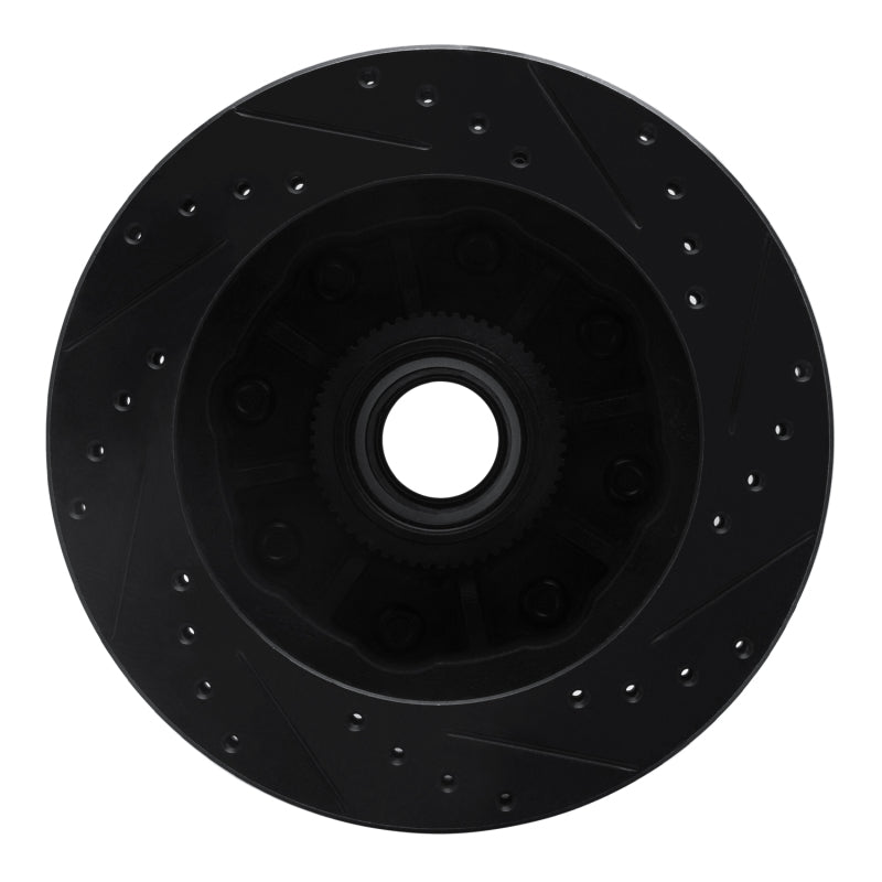 R1 Concepts R1 92-02 Chevrolet G30 Front Left Drilled & Slotted Black Brake Rotor
