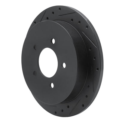 R1 Concepts R1 97-04 Ford F-150 RWD Rear Left Drilled & Slotted Black Brake Rotor
