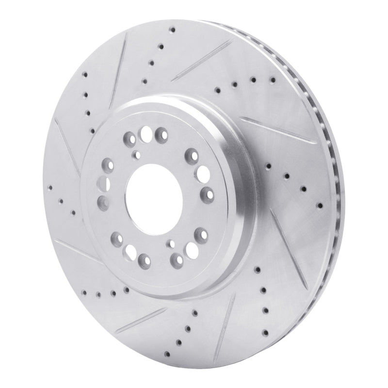 R1 Concepts R1 1995-2000 Lexus LS400 Front Left Drilled & Slotted Silver Brake Rotor