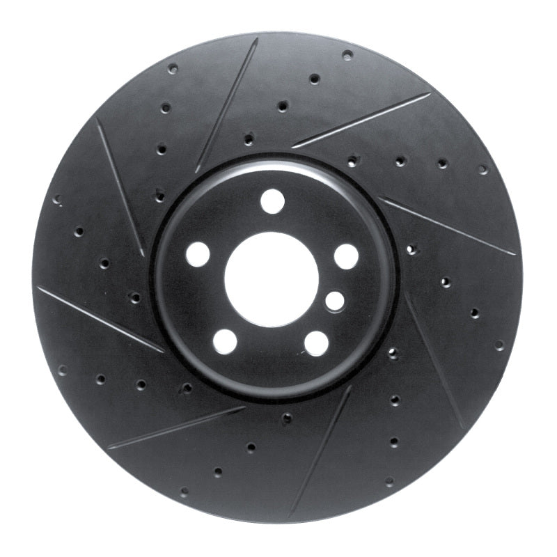 R1 Concepts R1 16-25 BMW i5 Left Front Drilled & Slotted Black Brake Rotor