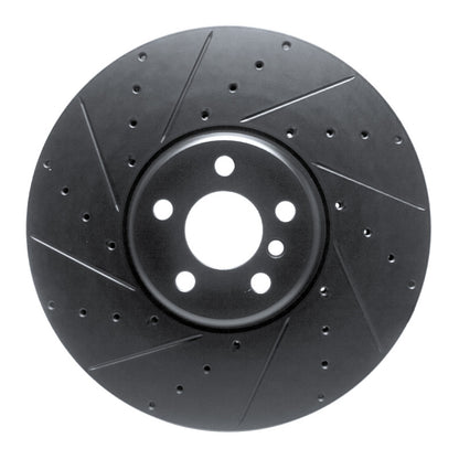 R1 Concepts R1 16-25 BMW i5 Left Front Drilled & Slotted Black Brake Rotor
