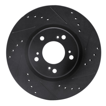 R1 Concepts R1 00-09 Honda S2000 Front Right Drilled & Slotted Black Brake Rotor