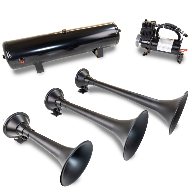Kleinn Air Horns Kleinn Triple Black Horn Kit w/150 PSI Waterproof 3.0 gal Air Tank