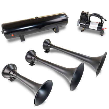 Kleinn Air Horns Kleinn Triple Black Horn Kit w/150 PSI Waterproof 3.0 gal Air Tank