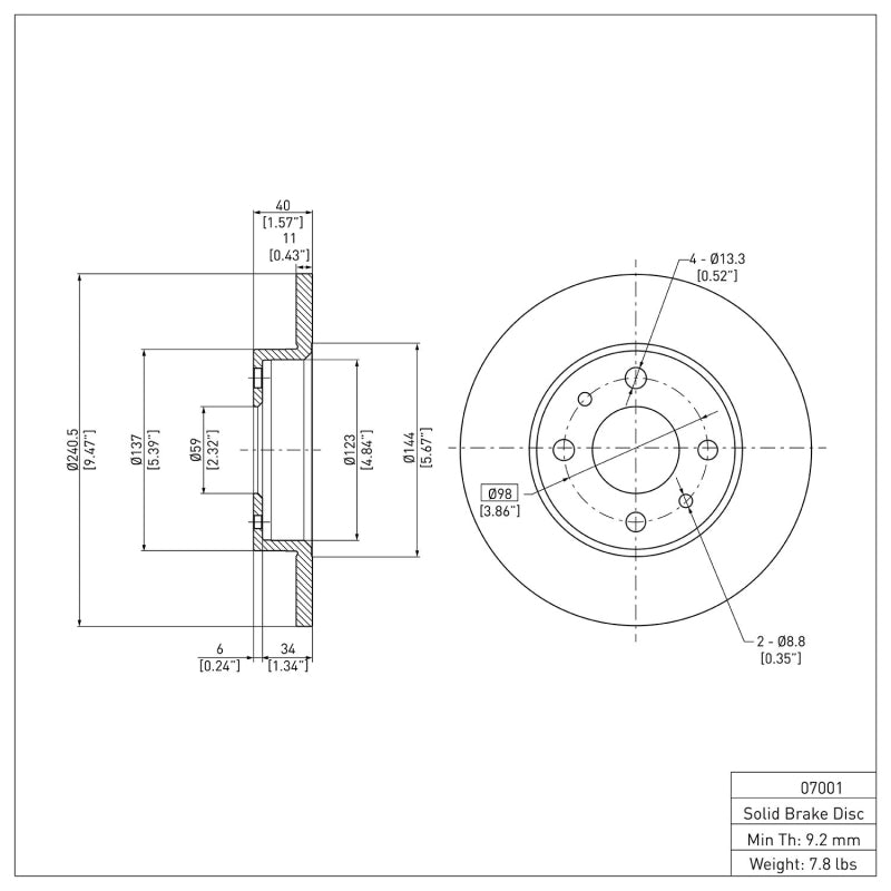 DFC 09-19 Fiat 500 (USA/Canada) Rear Brake Rotor