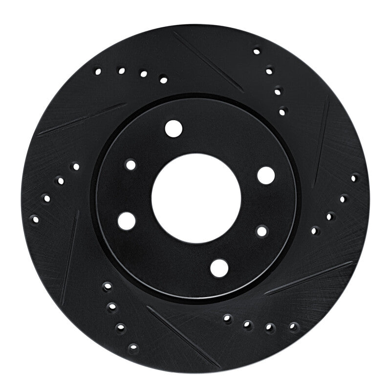 R1 Concepts R1 04-04 Mitsubishi Lancer Front Right Drilled & Slotted Black Brake Rotor