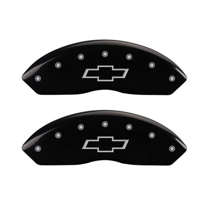 MGP Front set 2 Caliper Covers Engraved Front Bowtie Black finish silver ch
