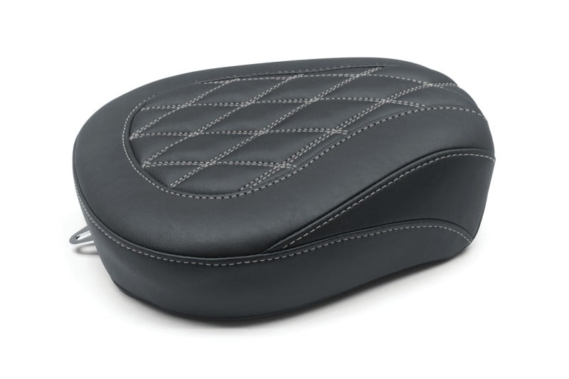 Mustang Motorcycle Mustang 08-21 Harley Wide Tripper FL Touring Passenger Seat w/Grey Diamond Stitch - Black
