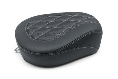Mustang Motorcycle Mustang 08-21 Harley Wide Tripper FL Touring Passenger Seat w/Grey Diamond Stitch - Black