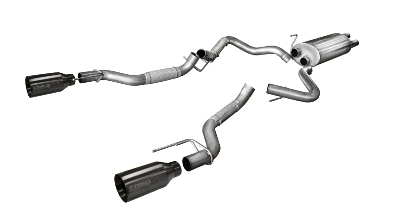 CORSA Performance Corsa 2017-2020 Ford F-150 Raptor 3.5L Sport Cat-Back Dual Rear Exit w/ 5in Gunmetal Tip