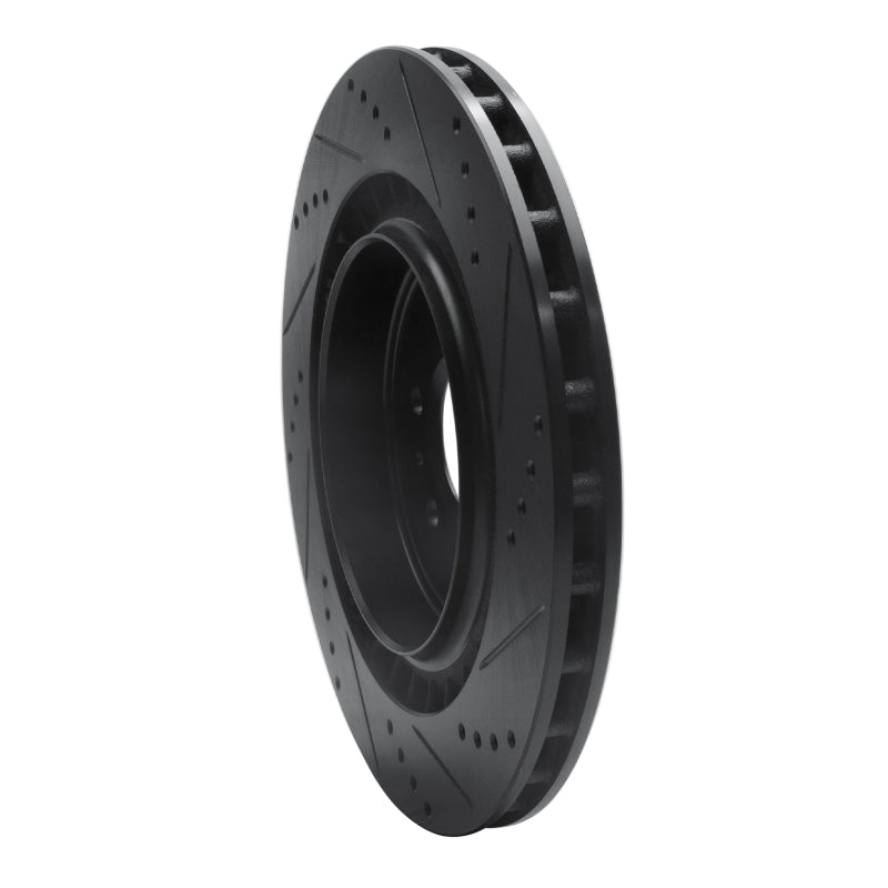R1 Concepts R1 04-11 Cadillac STS Rear Left Drilled & Slotted Black Brake Rotor