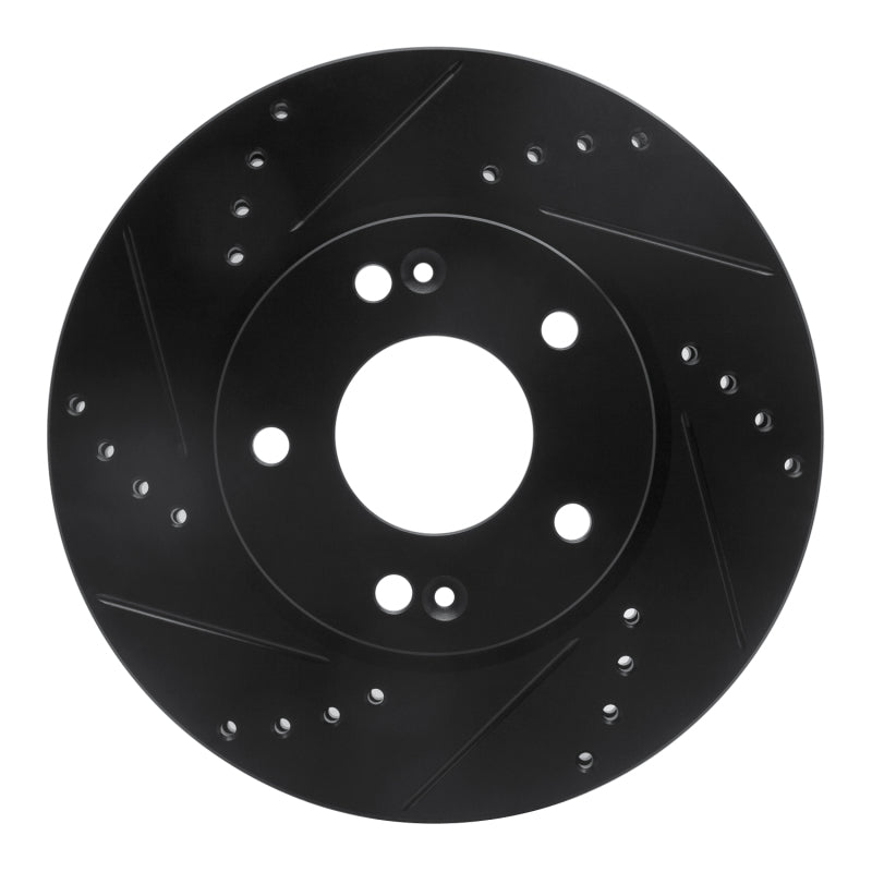 R1 Concepts R1 2011-2025 Hyundai Elantra Coupe Front Left Drilled & Slotted Black Brake Rotor