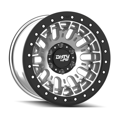 Dirty Life DT-3 17X9 6x139.7 -12 Offset - Machined Finish w/ Simulated Beadlock