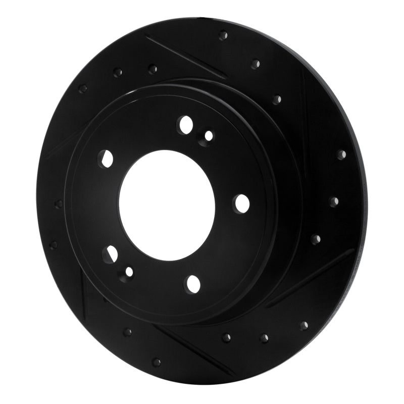 R1 Concepts R1 11-25 Hyundai Elantra Coupe Rear Right Drilled & Slotted Black Brake Rotor