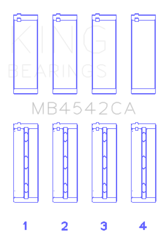 King Engine Bearings King Nissan VQ20DE, VQ25DD, VQ30DE/DD/DET, VQ35DE (Size +0.5mm) Crankshaft Main Bearing (Set of 4)