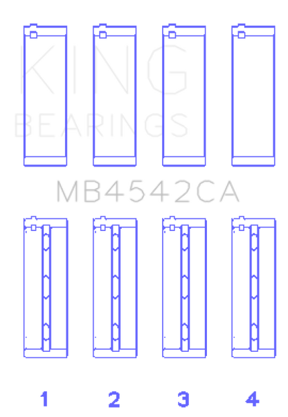 King Engine Bearings King Nissan VQ20DE, VQ25DD, VQ30DE/DD/DET, VQ35DE (Size +0.5mm) Crankshaft Main Bearing (Set of 4)