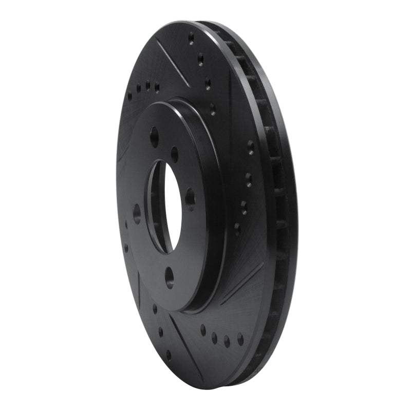 R1 Concepts R1 84-91 BMW 325ES Front Right Drilled & Slotted Black Brake Rotor
