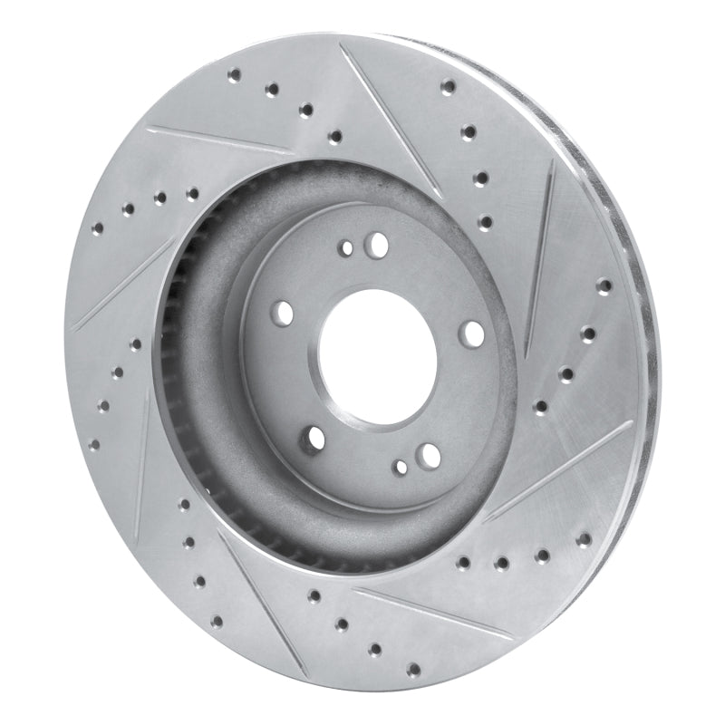 R1 Concepts R1 18-23 Genesis G70 Front Left Drilled & Slotted Silver Brake Rotor