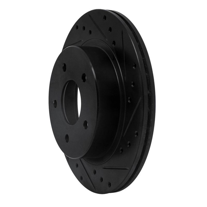 R1 Concepts R1 87-89 Nissan 300ZX Turbo Rear Right Drilled & Slotted Black Brake Rotor