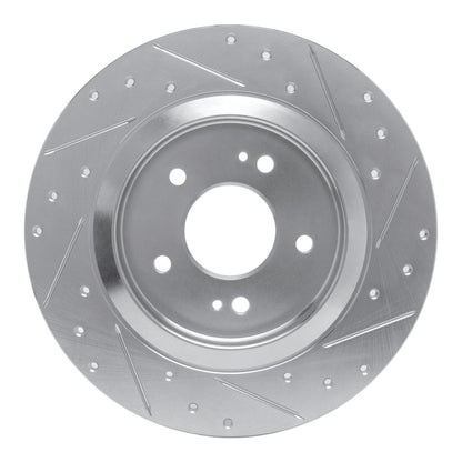 R1 Concepts R1 19-25 Hyundai SANTA FE Rear Left Drilled & Slotted Silver Brake Rotor