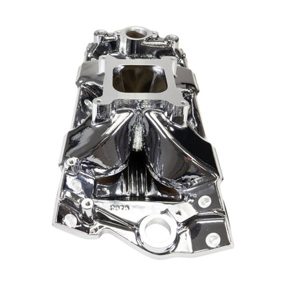 Edelbrock Chevy SB Victor Jr. 23 Degree Intake Manifold - Chrome Plasma Finish