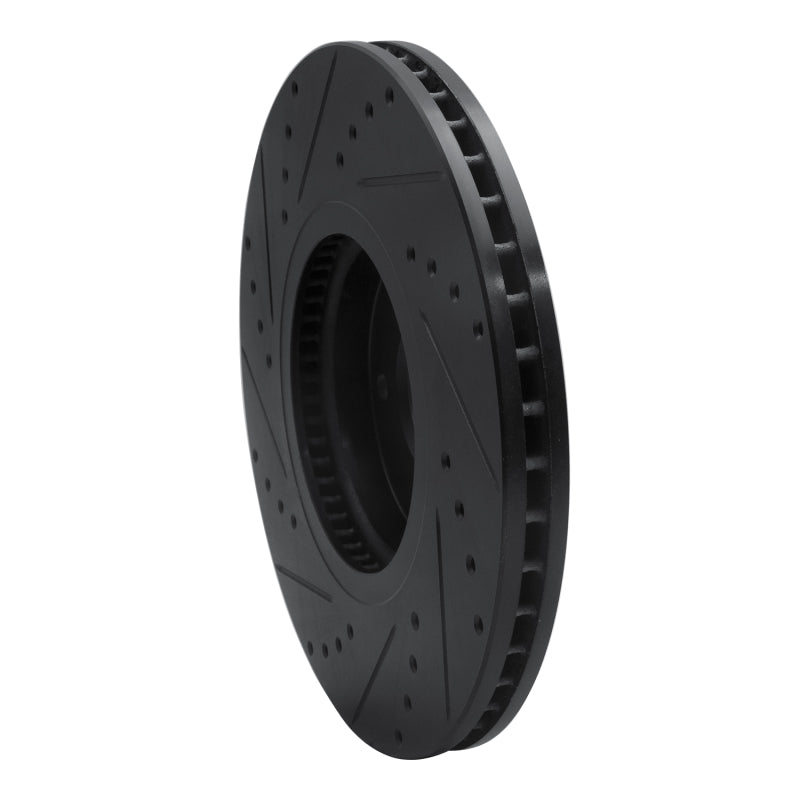 R1 Concepts R1 07-12 Hyundai Veracruz Front Right Drilled & Slotted Black Brake Rotor