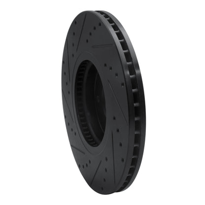 R1 Concepts R1 07-12 Hyundai Veracruz Front Right Drilled & Slotted Black Brake Rotor