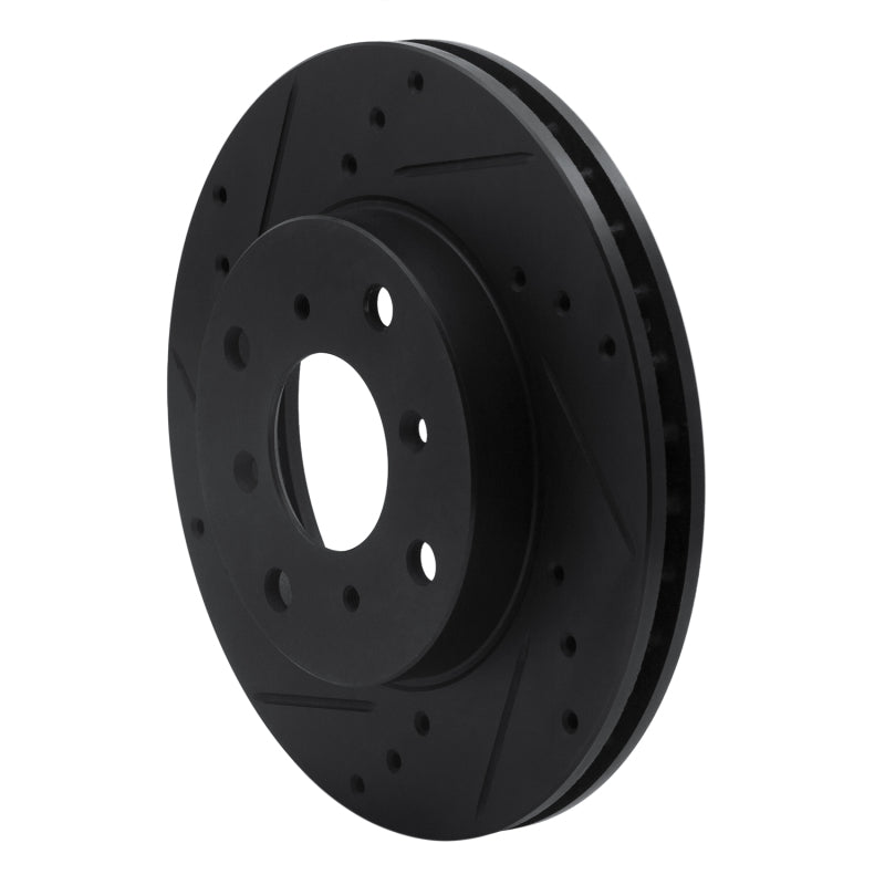 R1 Concepts R1 92-96 Honda Prelude Front Left Drilled & Slotted Black Brake Rotor