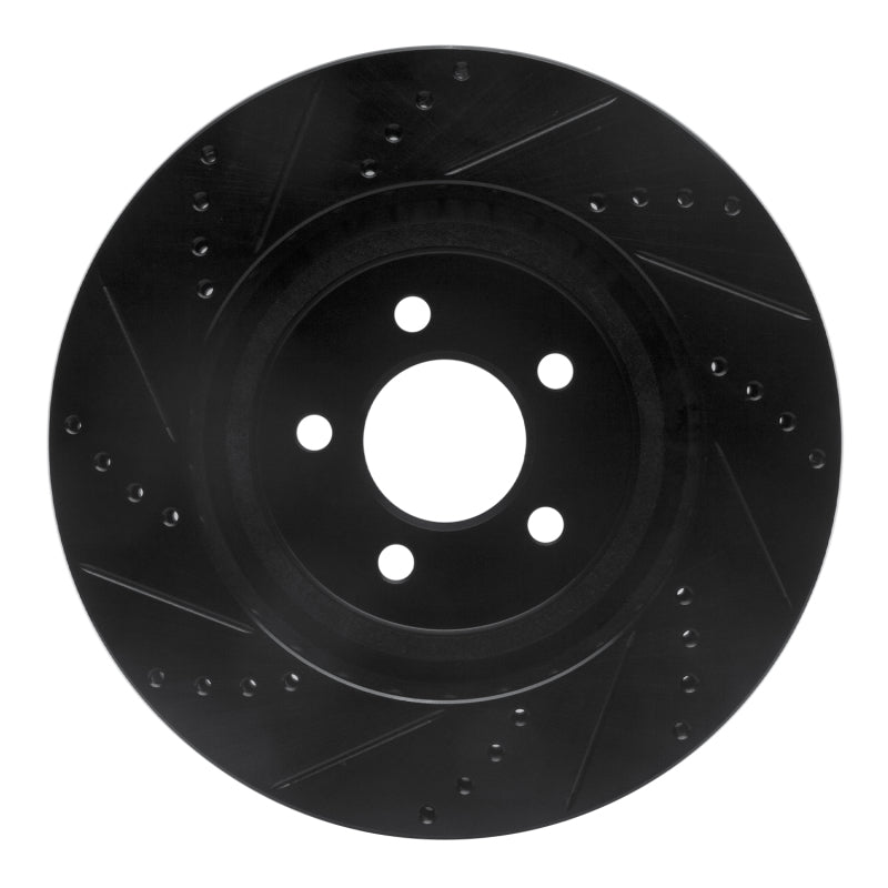 R1 Concepts R1 94-04 Ford Mustang Front Right Drilled & Slotted Black Brake Rotor