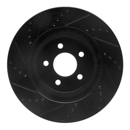 R1 Concepts R1 94-04 Ford Mustang Front Right Drilled & Slotted Black Brake Rotor
