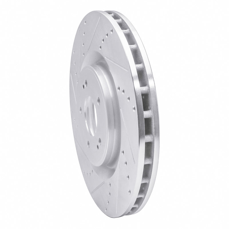 R1 Concepts R1 08-15 Mitsubishi Lancer Front Left Drilled & Slotted Silver Brake Rotor