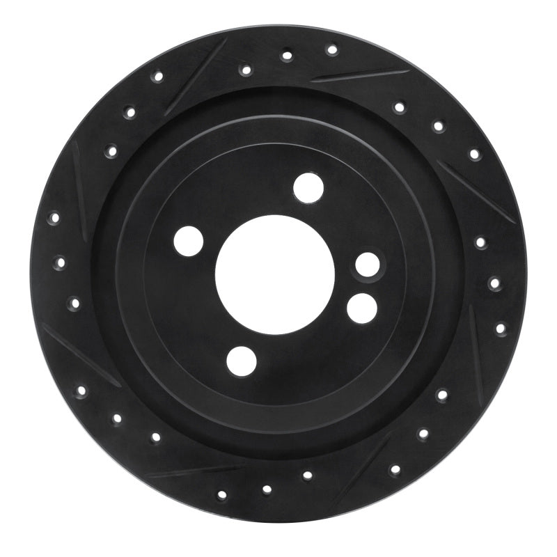 R1 Concepts R1 09-14 Mini Cooper (Excl Clubman) Rear Left Drilled & Slotted Black Brake Rotor