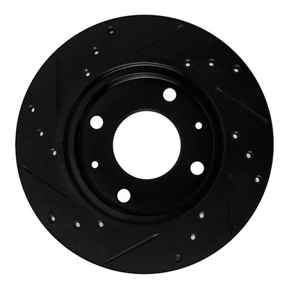 R1 Concepts R1 89-98 Hyundai Sonata Front Right Drilled & Slotted Black Brake Rotor