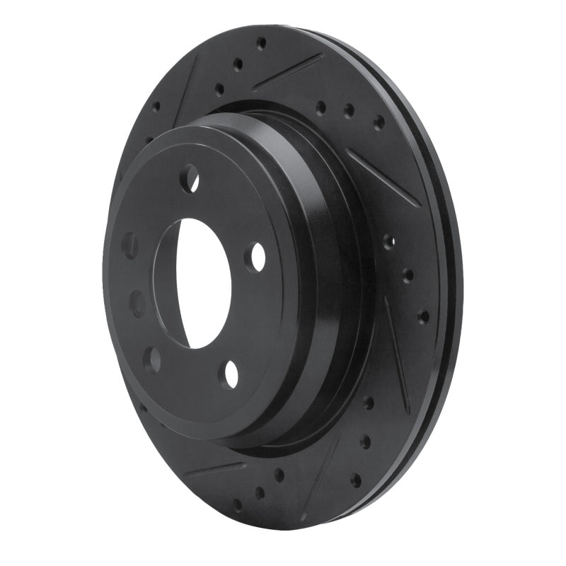 R1 Concepts R1 06-20 BMW 328I Rear Left Drilled & Slotted Black Brake Rotor