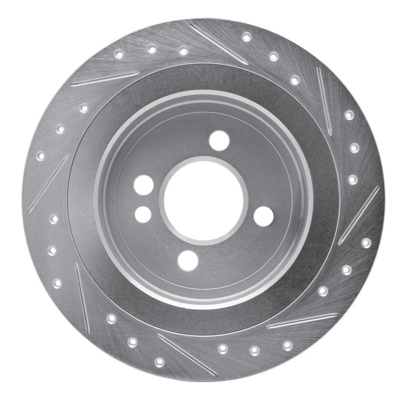 R1 Concepts R1 09-14 Mini Cooper Clubman Rear Left Drilled & Slotted Silver Brake Rotor