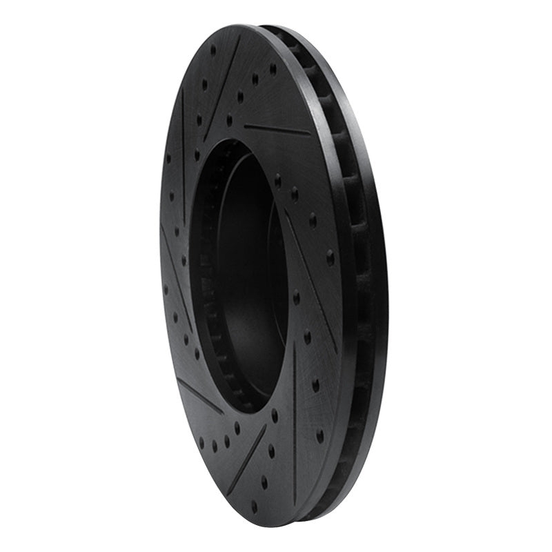 R1 Concepts R1 71-97 Jaguar XJ12 Front Right Drilled & Slotted Black Brake Rotor