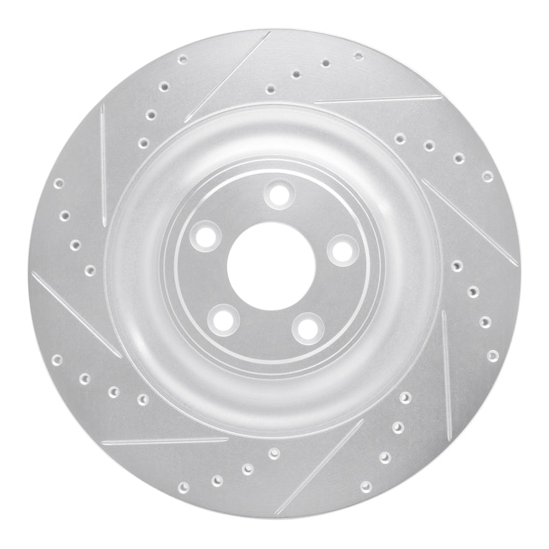 R1 Concepts R1 10-24 Jaguar XFR Rear Left Drilled & Slotted Silver Brake Rotor