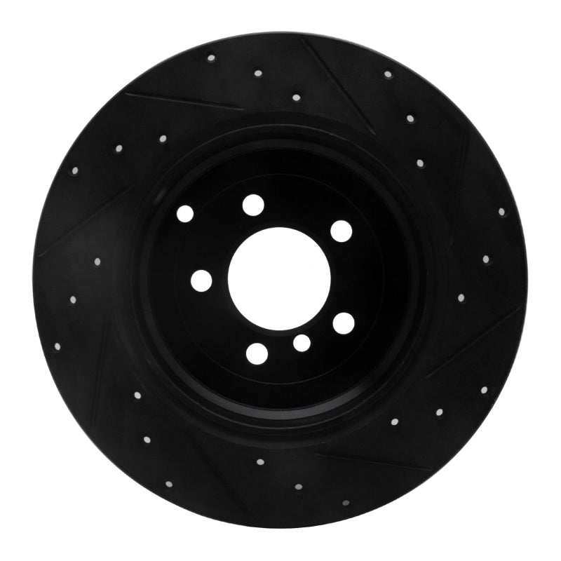 R1 Concepts R1 03-05 Land Rover Range Rover Rear Left Drilled & Slotted Black Brake Rotor