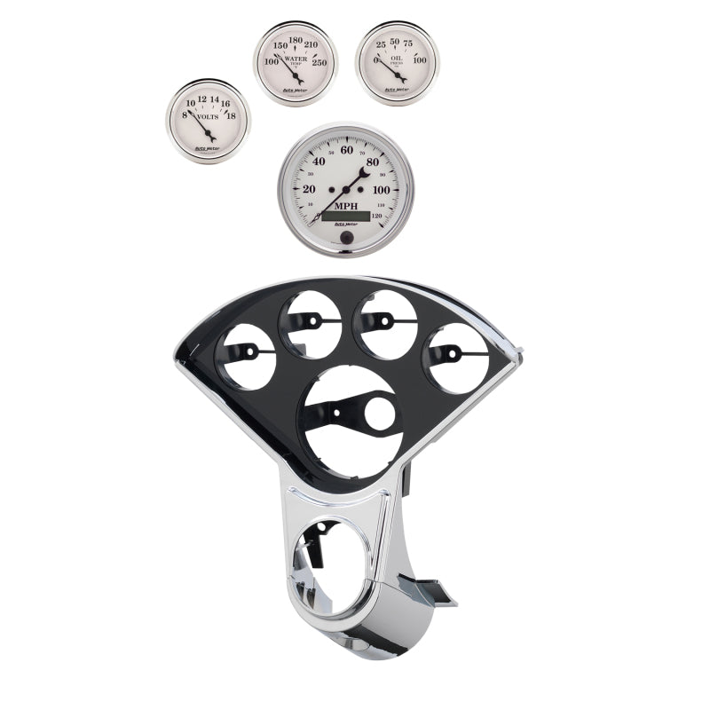 Autometer Old Tyme White Direct Fit Dash Kit 55-59 Chevy Truck (1 x 3-3/8in. / 4 x 2-1/16in.)