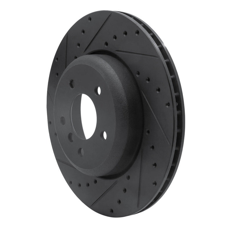 R1 Concepts R1 04-10 BMW 535I Rear Left Drilled & Slotted Black Brake Rotor