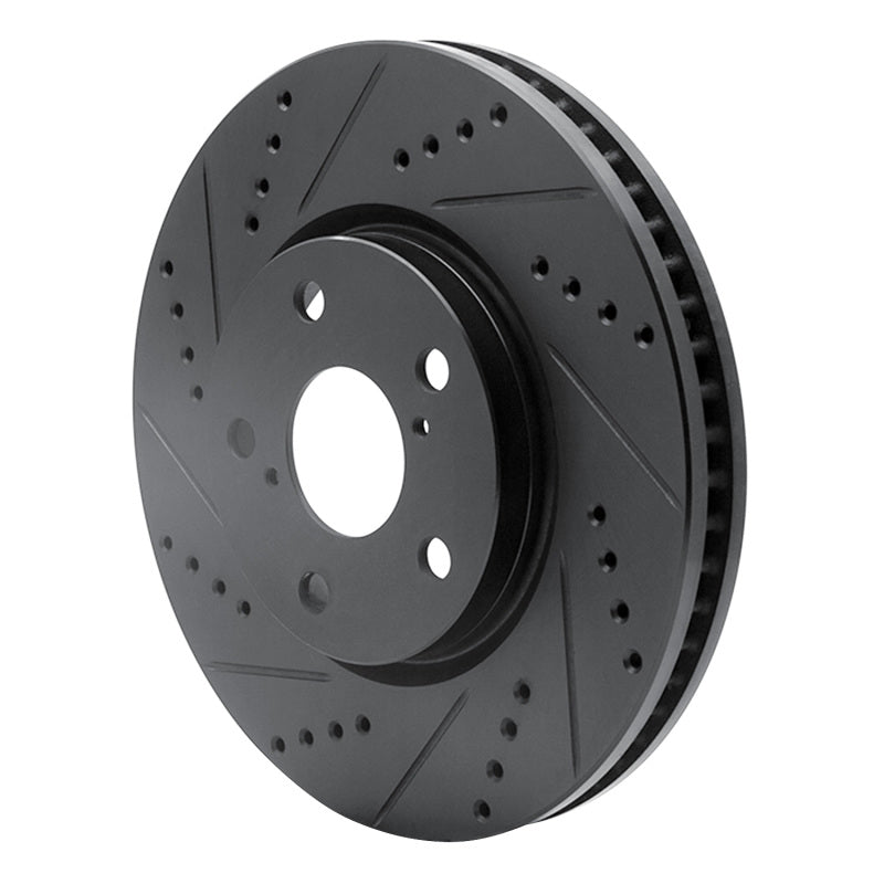R1 Concepts R1 06-15 Lexus GS300 Right Front Drilled & Slotted Black Brake Rotor