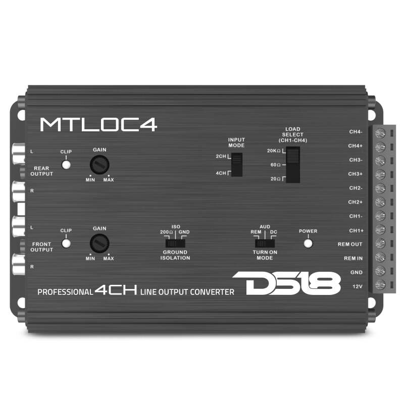 DS18 4-Chnl Speaker Emulator Remote Out Level Matching Controls LED Clip Indicator Hi/Low Converters