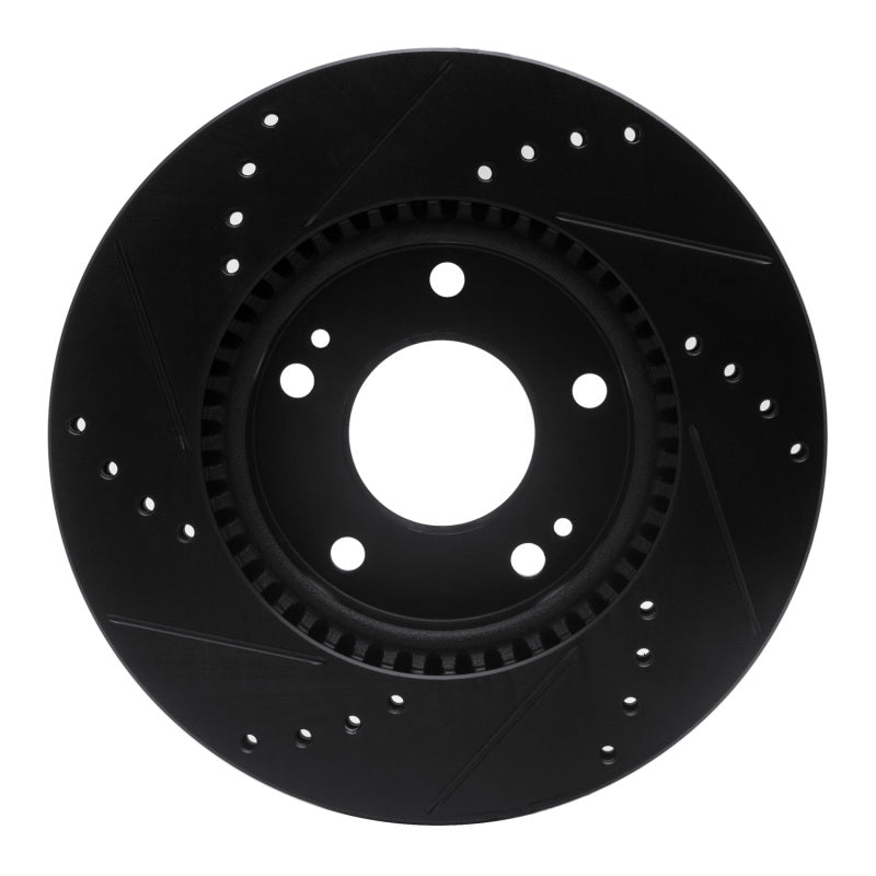 R1 Concepts R1 03-13 Hyundai Elantra Front Right Drilled & Slotted Black Brake Rotor