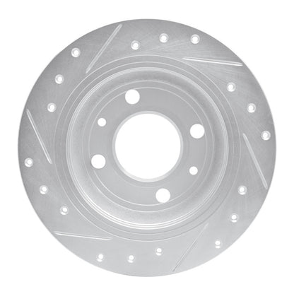 R1 Concepts R1 86-98 Saab 9000 Rear Right Drilled & Slotted Silver Brake Rotor