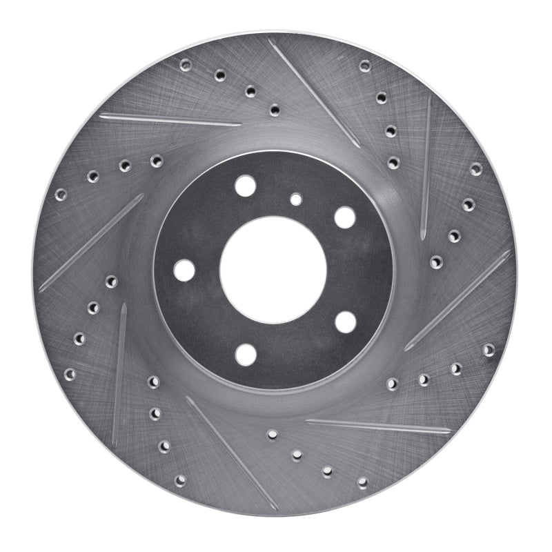 R1 Concepts R1 09-23 Nissan 370Z Front Right Drilled & Slotted Silver Brake Rotor