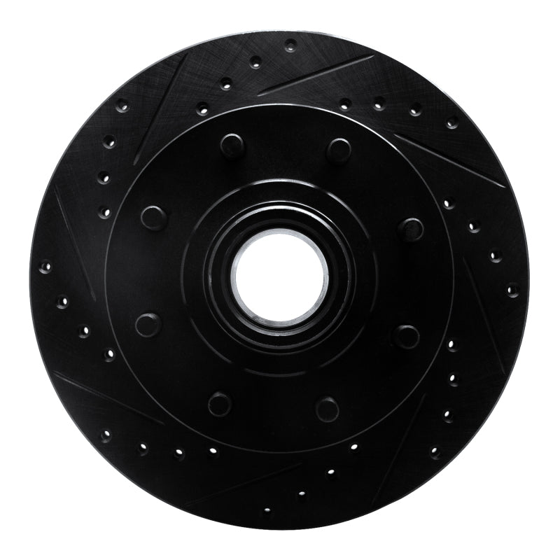 R1 Concepts R1 92-02 Chevrolet G30 Front Left Drilled & Slotted Black Brake Rotor